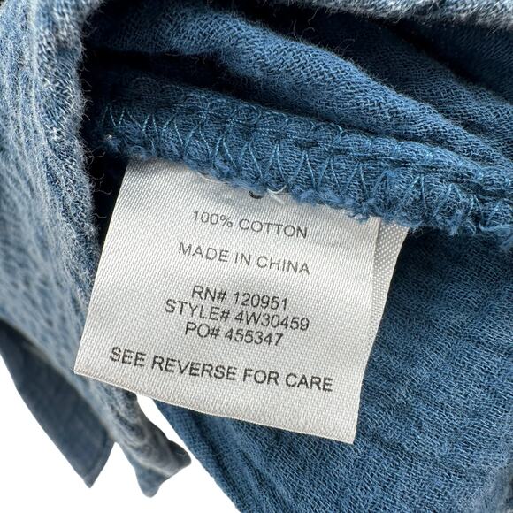 Wild Skye Raw Earth Button Up Shirt Top WMNS S Blue 4W30459 Long Sleeve Cotton - Picture 8 of 10